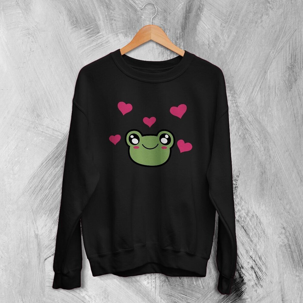 Frog Cute Green Frog Love Animal Lover Aesthetic Cozy Gift Graphic Sweatshirt 05